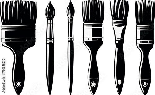 Collection of diverse paint brushes arranged for creative inspiration