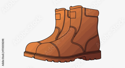 Illustration showcases sturdy work boots for safety and ruggedness apparel