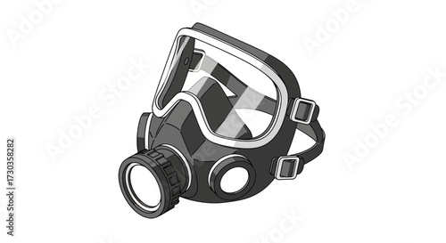 Illustrative gas mask depiction for safety and hazard protection