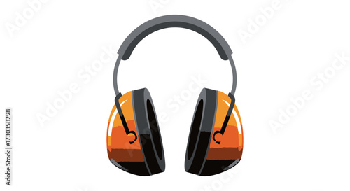 Illustrative protective earmuffs for construction work noise reduction