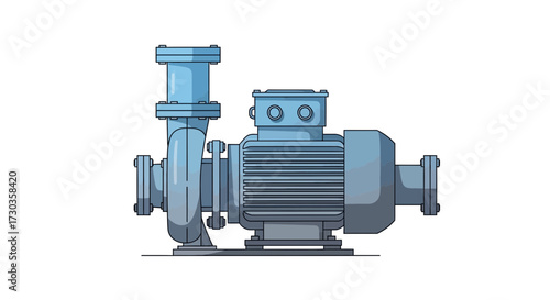 Industrial water pump system detailed vector illustration isolated object