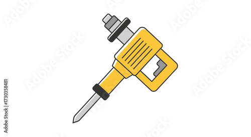 Isolated construction tool for demolition work in bright yellow color