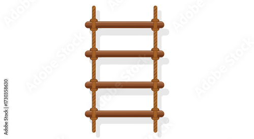 Isolated rope ladder illustration on white background for adventure concepts