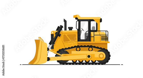 Isolated yellow bulldozer vector illustration on white background