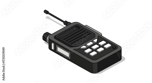 Isometric illustration of a portable transceiver communication device