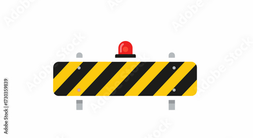 Minimalist road barrier with signal light on white backdrop for design projects
