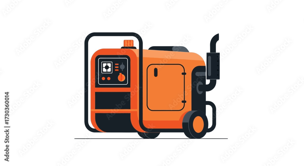 Fototapeta premium Modern industrial generator with exhaust, switchboard and wheels design