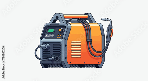 Portable welding machine with orange and gray colors vector illustration