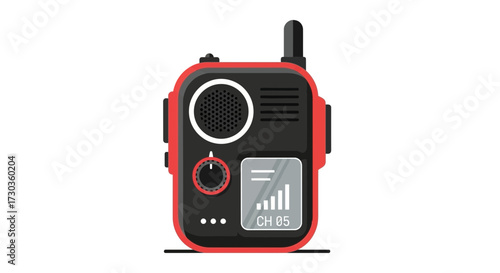 Portable two-way radio communicator icon design isolated on white backdrop