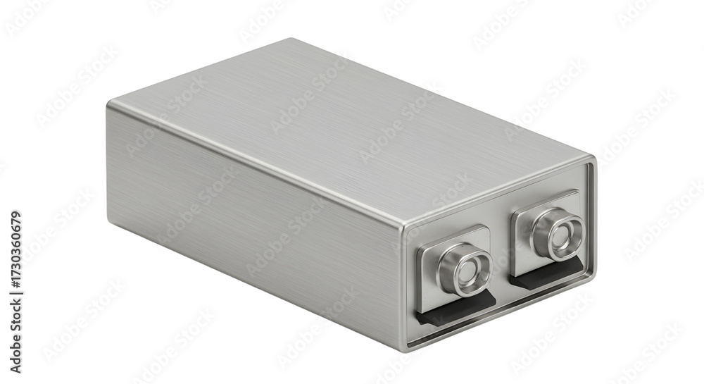 Fototapeta premium Metal Electronic Component Rectifier Module with Connectors in Silver Finish