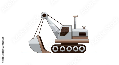 Stylized Excavator Illustration for Construction and Industry Purposes