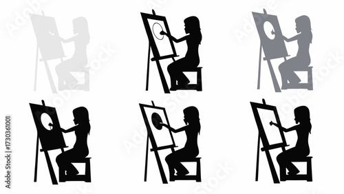 Creative passion unleashed as a young woman paints with focused intensity, a modern artist's silhouette crafting inspiring artwork on canvas with skill