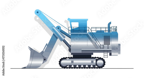 Stylized vector illustration of a mining excavator, equipment concept