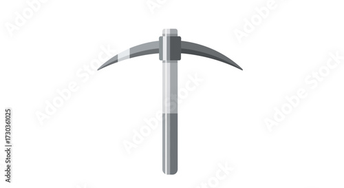 Stylized vector graphic illustration of a gray pickaxe isolated on white