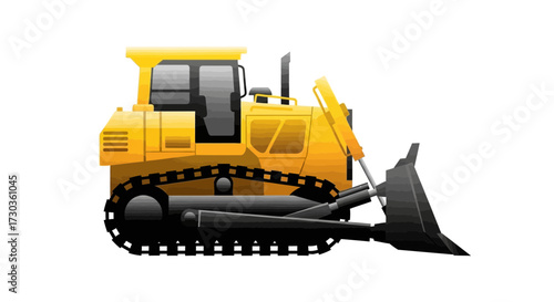 Stylized yellow bulldozer illustration for construction and industry
