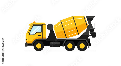 Vibrant Cement Mixer Truck Illustration on Clean White Background