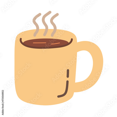 Simplified Cute Coffee Cup Drink Icon Illustration for Beverage Concept