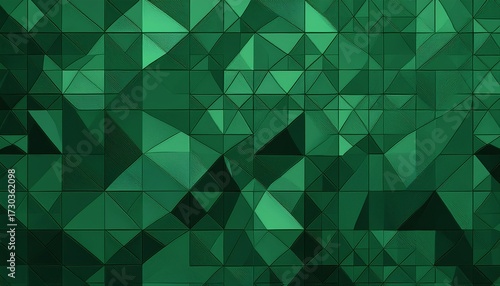 abstract triangular dark green mosaic tile wallpaper texture with geometric fluted triangles background banner