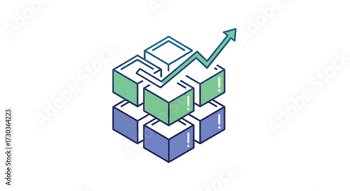 Cube structure depicting growth, success, and strategic development approach