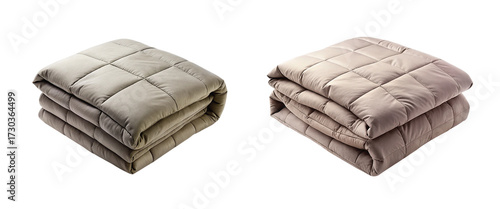 Weighted Blanket: A heavy weighted blanket folded for display, soft texture, premium stitching detail, PNG format.