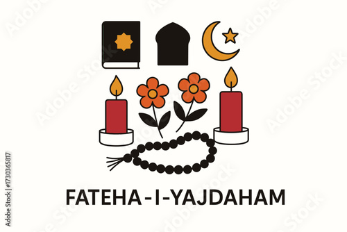 Fateha-i-Yajdaham Flat Multi-Element Illustration