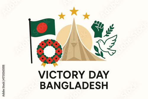 Victory Day Bangladesh Flat Multi-Element Illustration