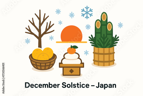 Japan December Solstice Flat Modern Illustration