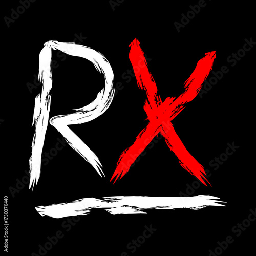 letter initials RX a with red ink