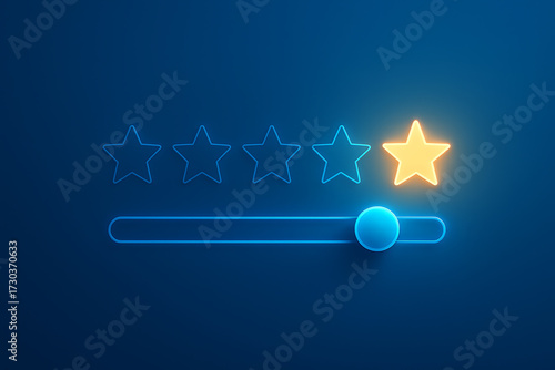 Neon orange star rating slider with one star highlighted on dark background representing user feedback