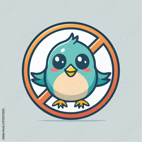 Funny cartoon blue bird on a branch vector design