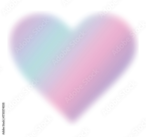 A softly blurred heart shape with pastel shades of pink purple and green on a plain white background
