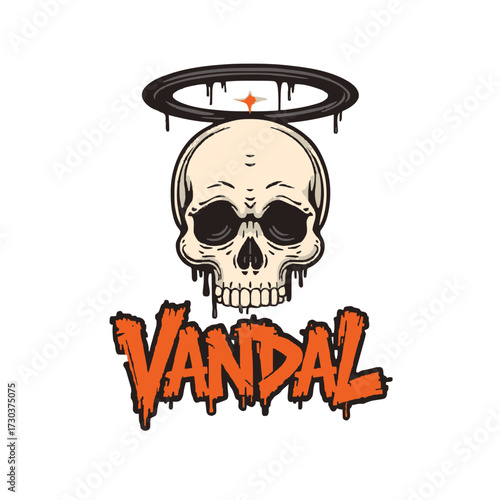 Edgy vector skull with graffiti style, perfect for streetwear brands and alternative designs now