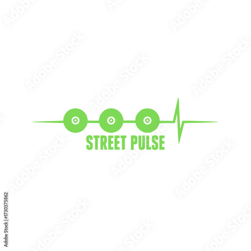 Modern street pulse logo design with vibrant green abstract graphic elements