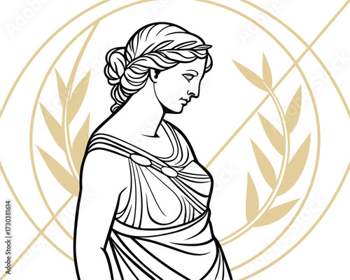 "Venus de Milo – Ancient Greek Goddess of Beauty and Love" Line Art