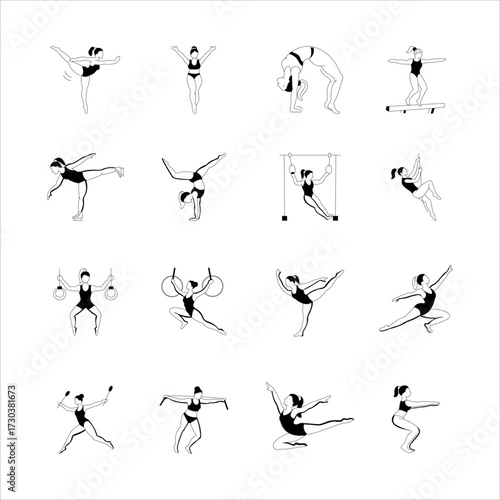 Latest Collection of Gymnastics Hand Drawn Illustrations
