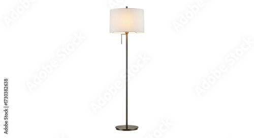 Elegant floor lamp casting a warm glow in a minimalist setting