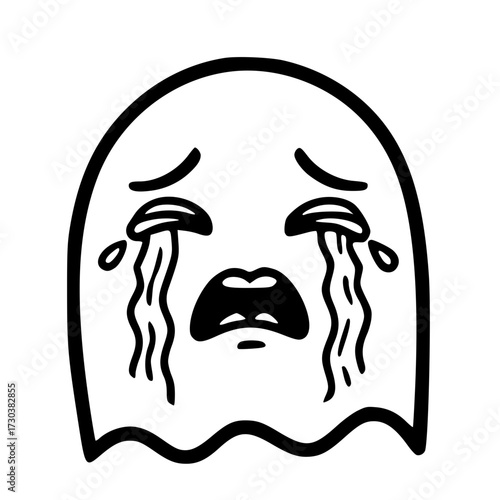 Crying sad tears outline emoji icon