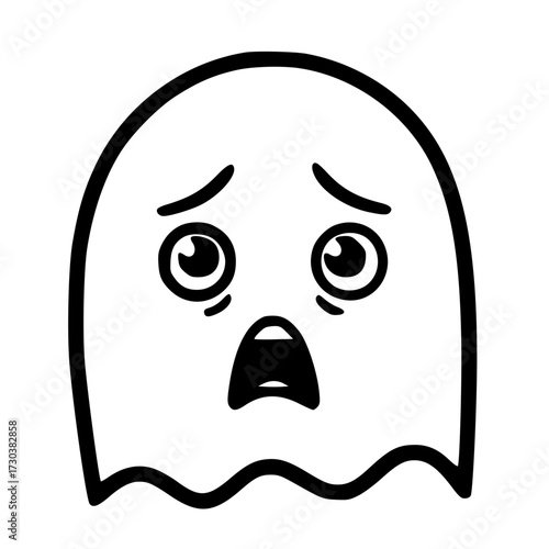 Scared shocked face outline emoji icon