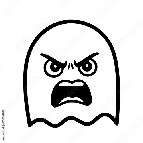 Angry furious face outline emoji icon
