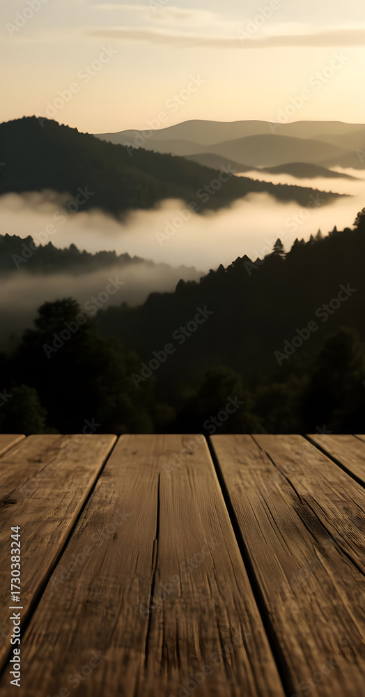 custom made wallpaper toronto digitalLayers of fog over autumn mountains seen from a wooden deck