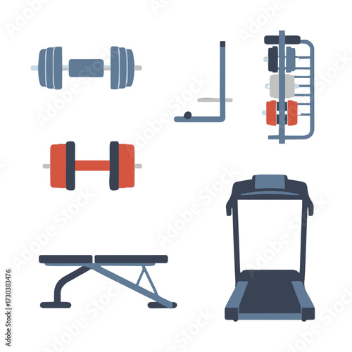 Dynamic fitness equipment collection for modern gym workouts and healthy lifestyle promotion