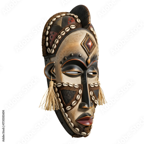 Traditional African tribal mask isolated on white background