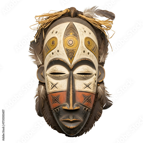 Traditional African tribal mask isolated on white background