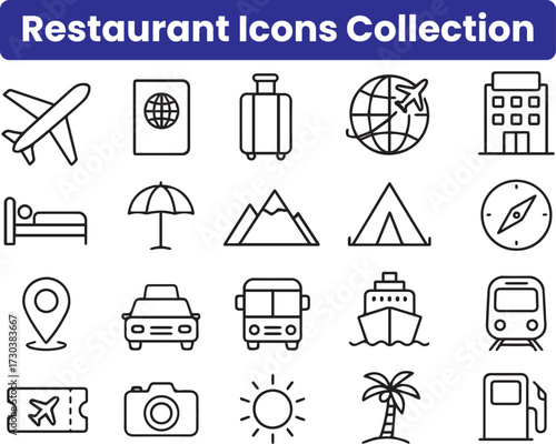 Resturant item set of kitchen accessories chafe icon silhouette
