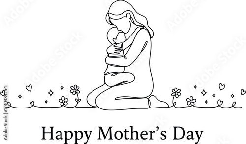 A minimal Mother's day line drawing