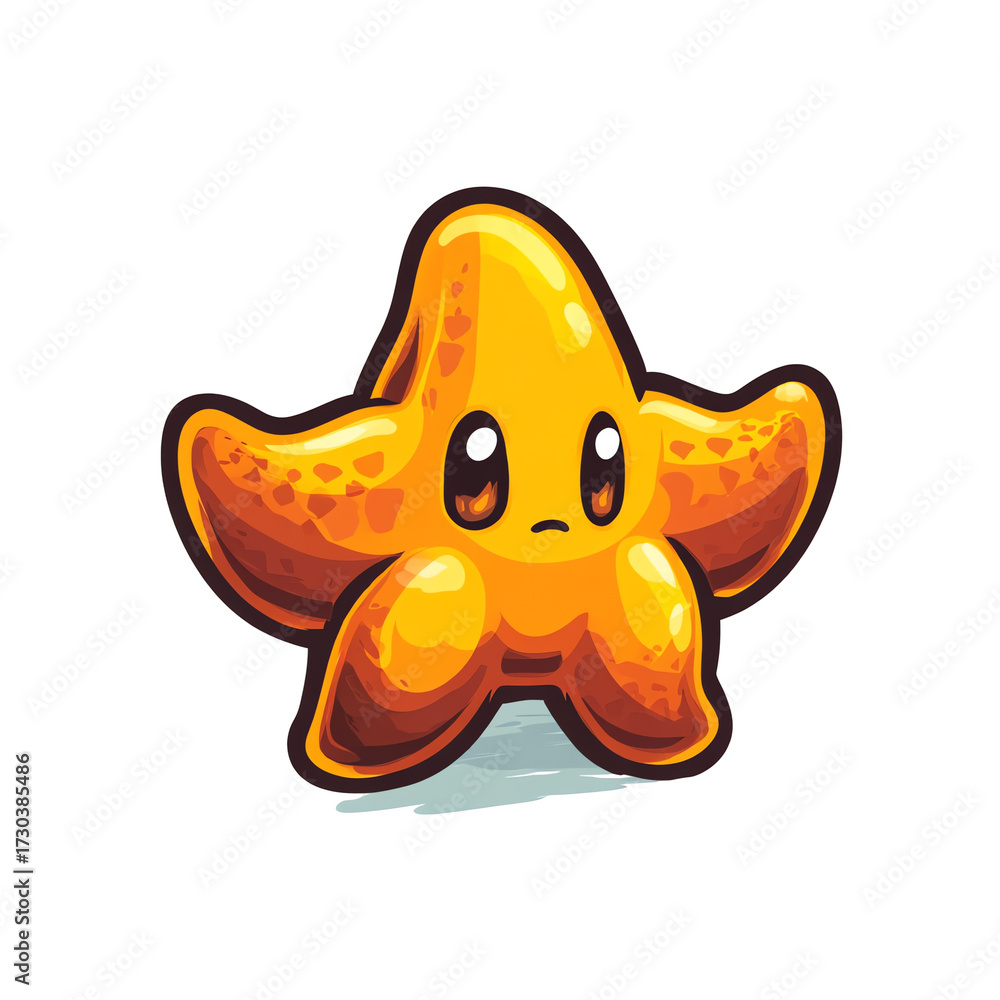 Obraz premium Cute Cartoon Starfish Character Playful Sea Star Mascot Logo