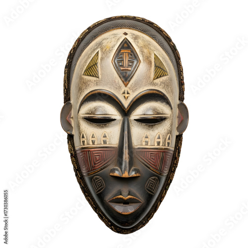 Traditional African tribal mask isolated on white background