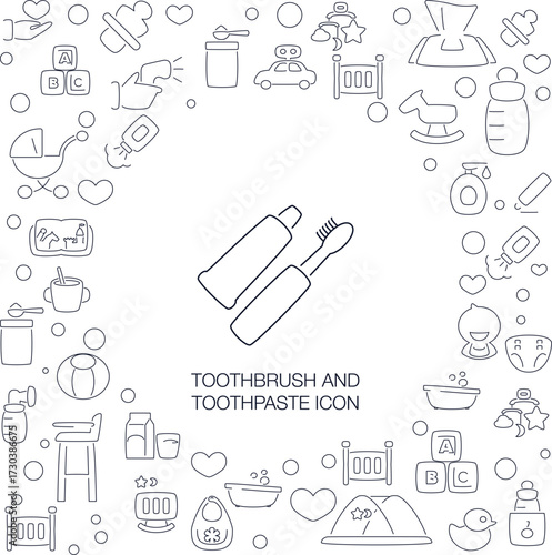 Toothbrush and Toothpaste Icon