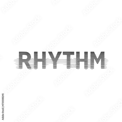 Captivating "RHYTHM" text design with dynamic horizontal lines conveying movement and flow