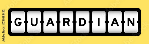 Black color in word guardian on slot banner with yellow color background